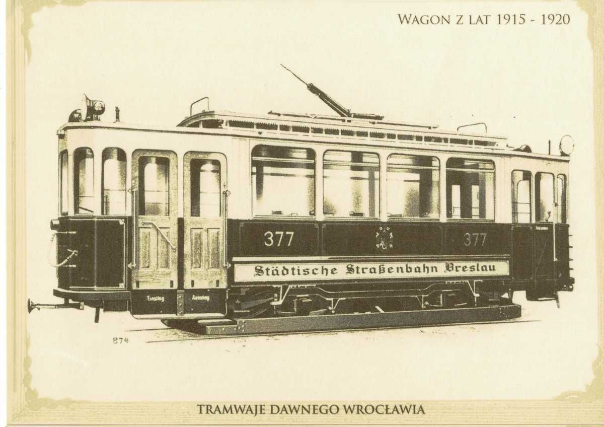 Pocztówki - stare tramwaje wrocławskie 3 szt.