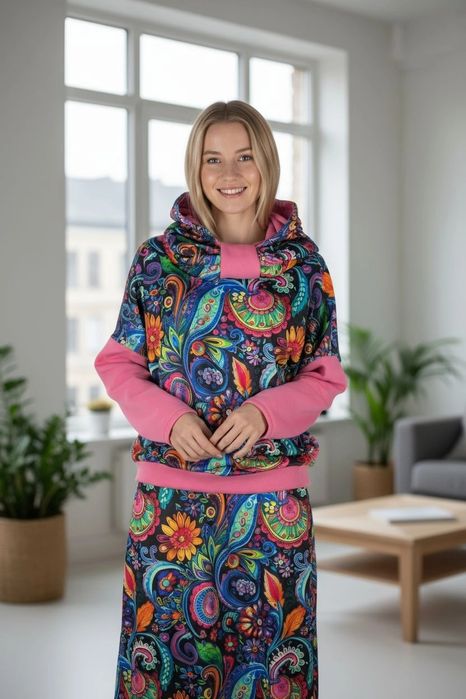 Auri Lili nowa bluza welurowa oversize Guna super wzór S/M