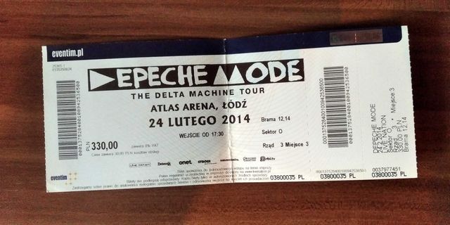 DEPECHE MODE bilet kolekcjonerski Łódź 2014