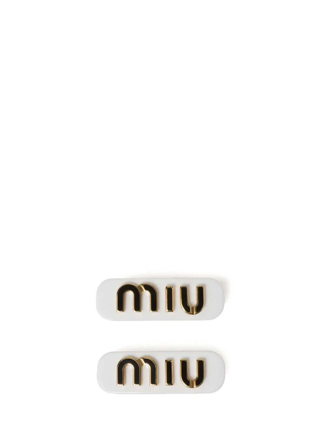 Шпильки Miu Miu Logo Lettering Hair Clips White
