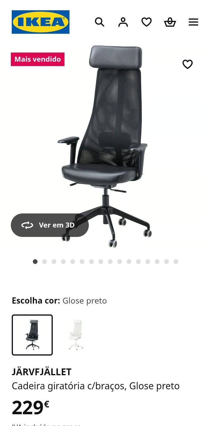 Cadeira Ergonómica com braços - IKEA JÄRVFJÄLLET