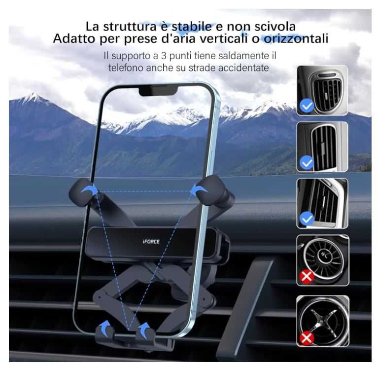 Regulowany uchwyt na telefon na kratkę nawiewu GVAVIY