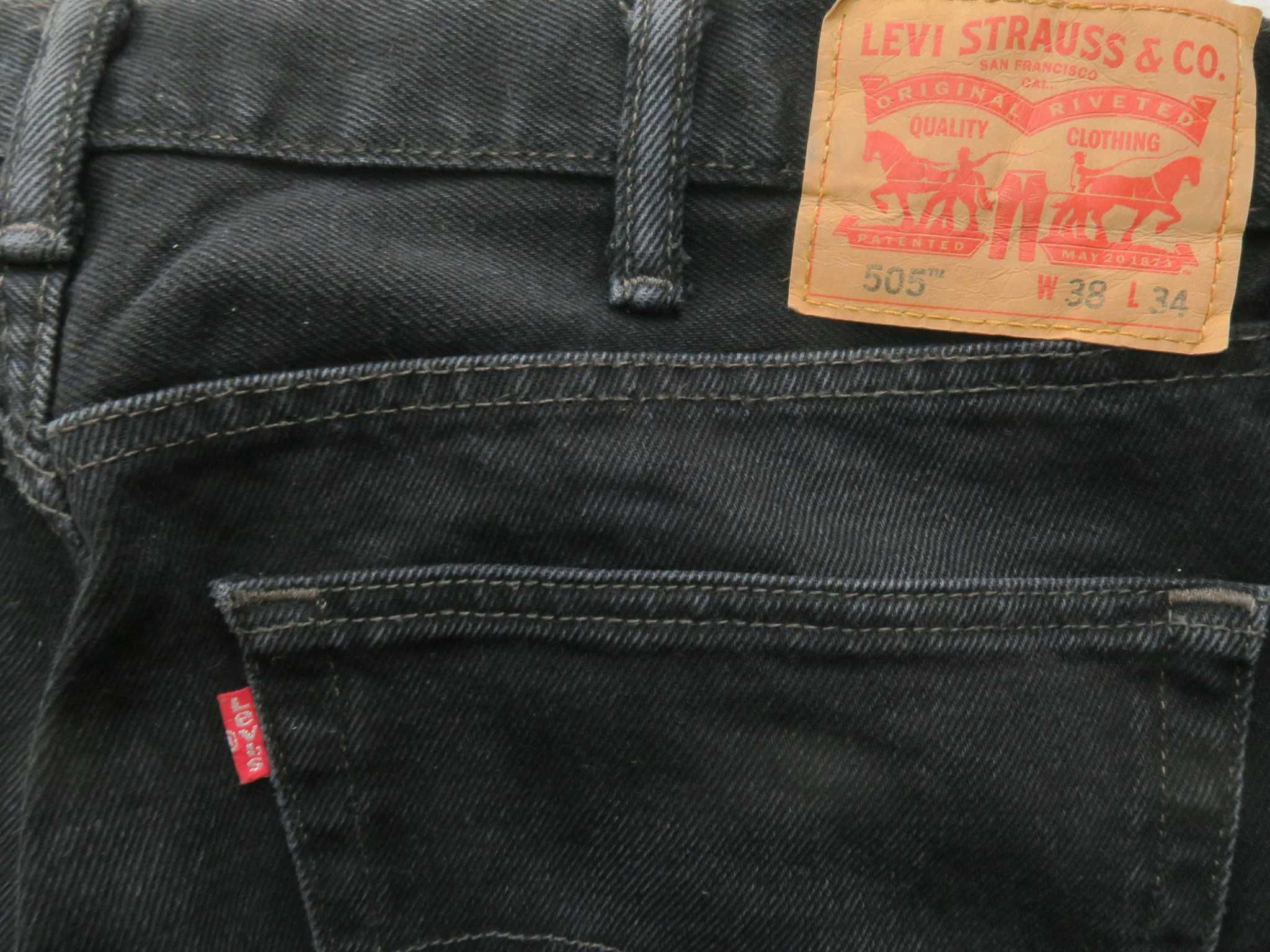 Levi's 505 spodnie jeansowe straight fit szeroka nogawka 38/34