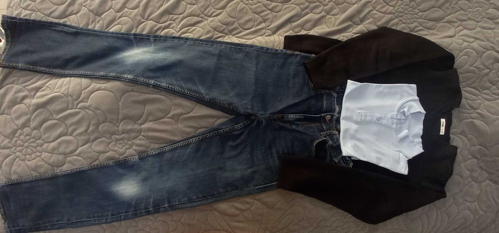 Zestaw ubrań dla chłopca 158/164, 13/14 lat, jeansy H&M + sweter+ polo