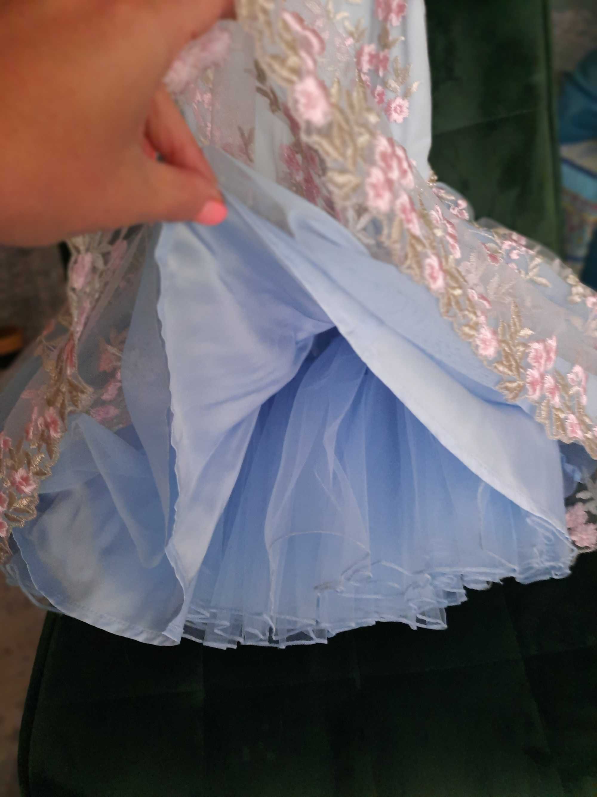 Голубое нарядное платье бренда "Маленькая Леди" р.116