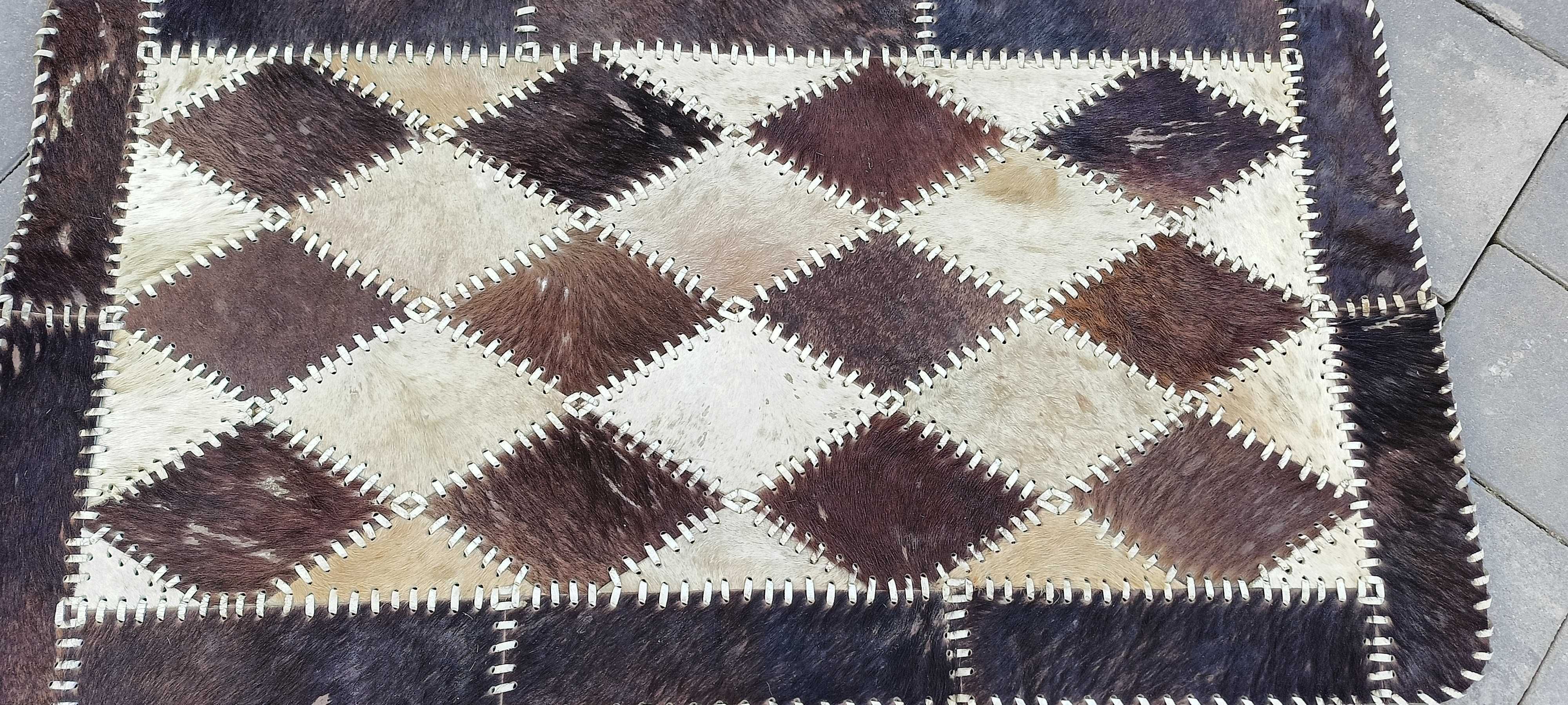 Patchwork dywan krowa skóra bydlęca 108 x 60 cm skóra z krowy