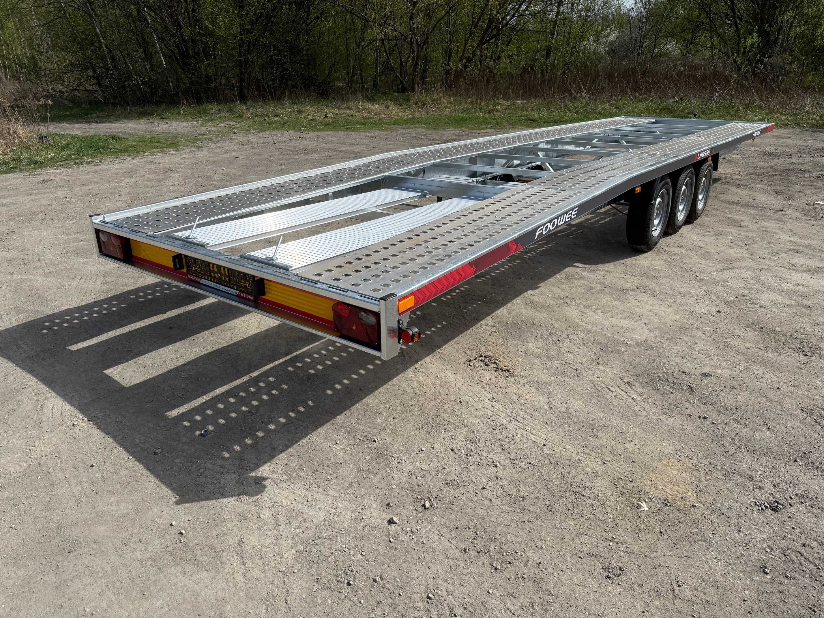 Przyczepa Laweta na 2 auta 8,5m 850cm ALUMINIOWE NAJAZDY VDI 2700-8.1!