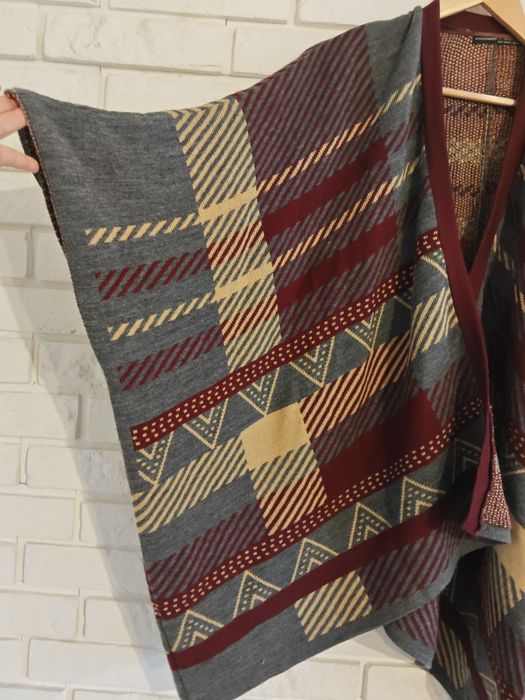 Oversize obszerny sweter kardigan narzutka Boho etno aztecki