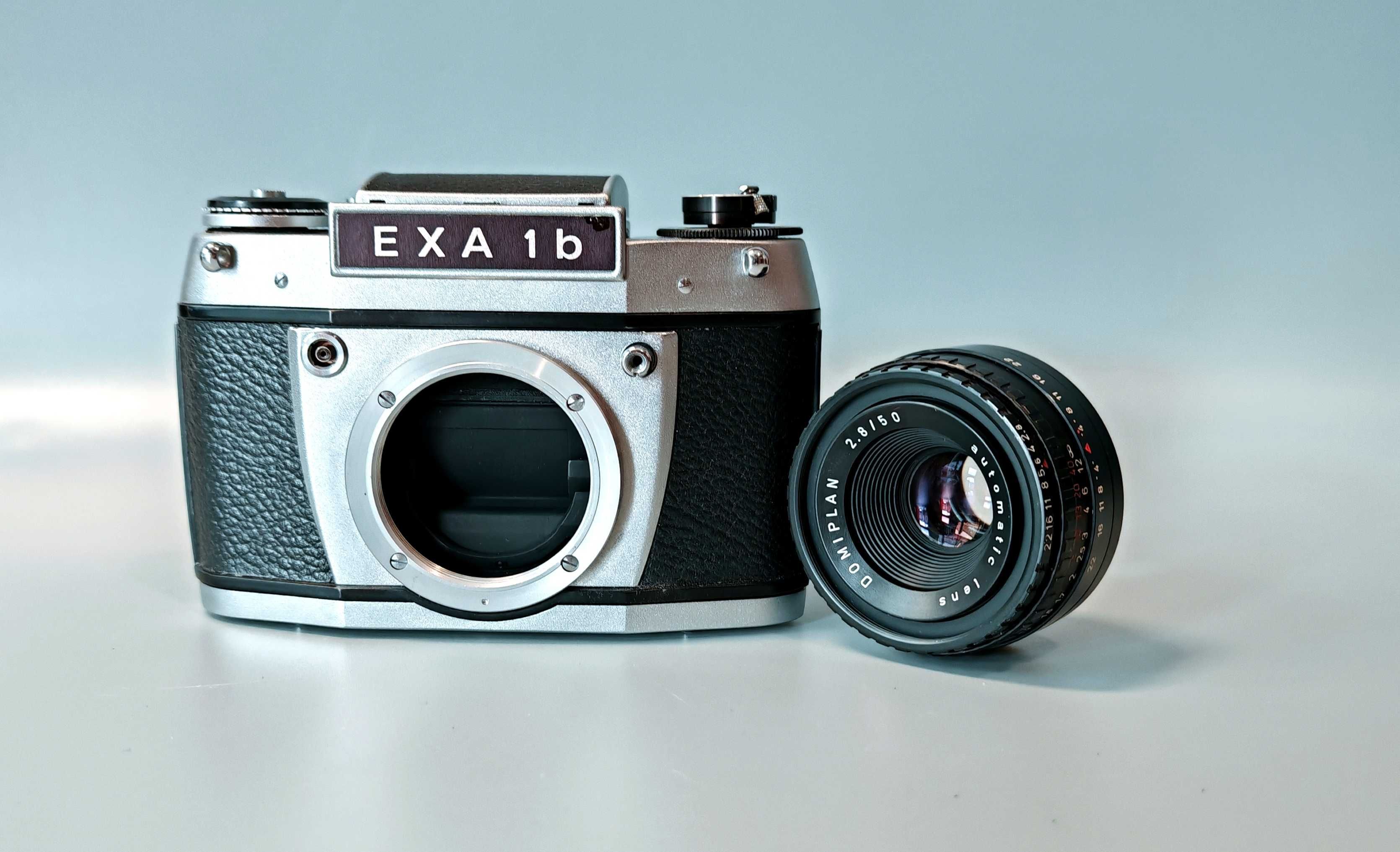 Aparat EXA 1B + Obiektyw Meyer Domiplan 50mm Automatic Unikat Futerał