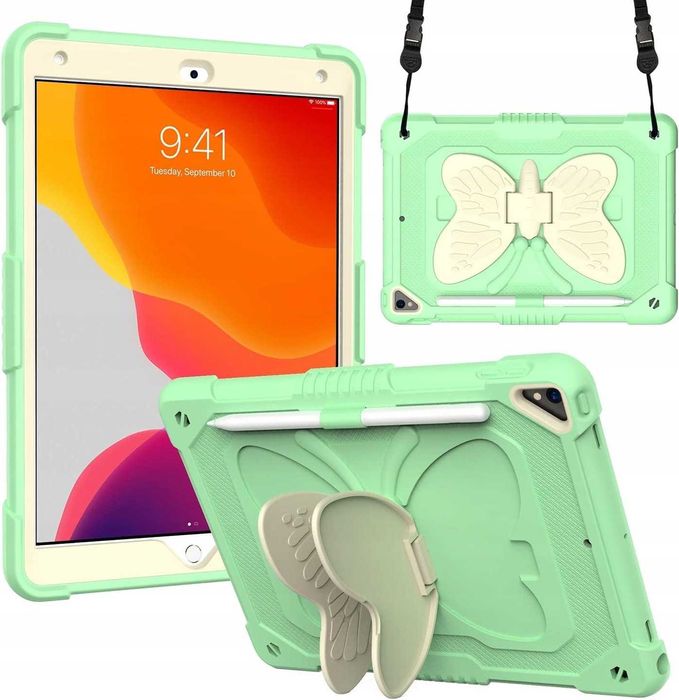 Etui Case Obudowa Do iPad 7 10.2 2019 ze Stojakiem Zielono-Biały