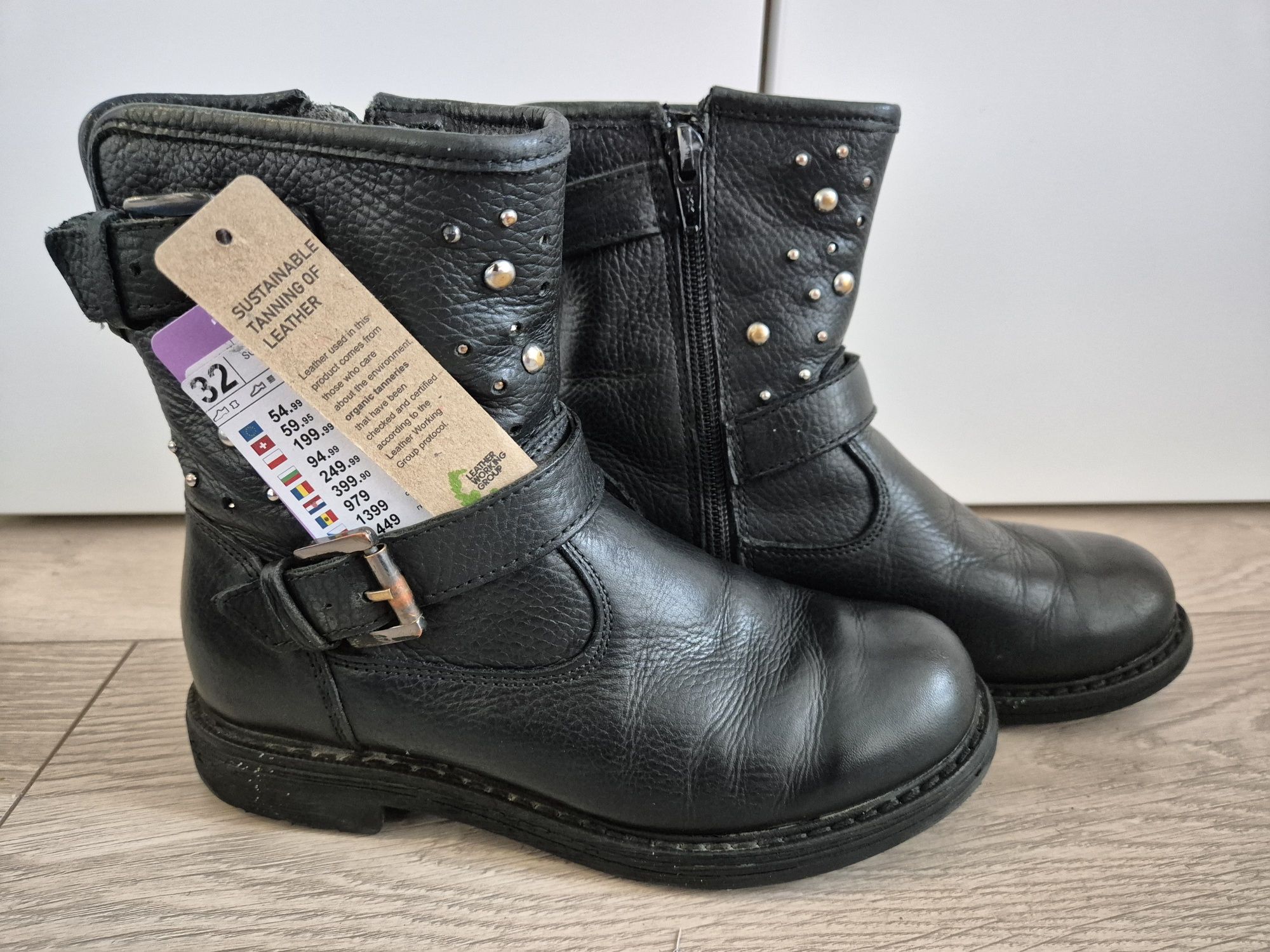 Kozaki botki Lasocki zimowe skórzane r. 32 czarne buty skóra sztyblety