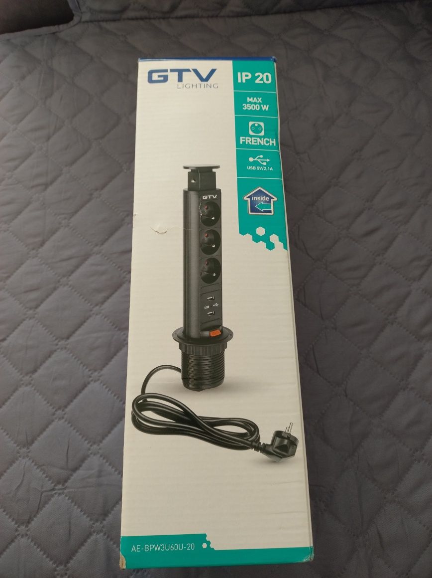 Gniazdo GTV wpuszczane w blat+USB