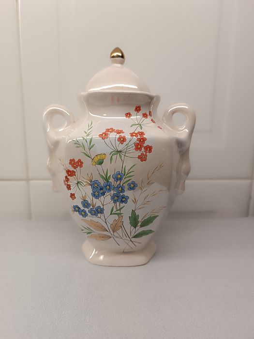 Pote Jarra Flores. Porcelana Vintage. 21 cm