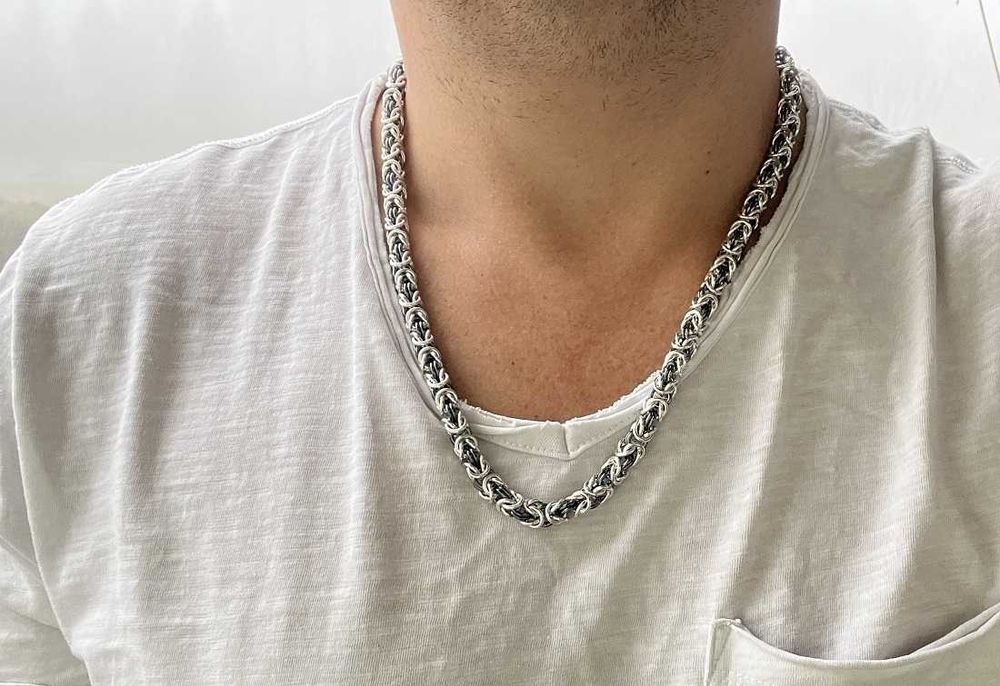 125g 7,3mm Łańcuszek bizantyjski-królewski 65cm srebro925 nowy pełny