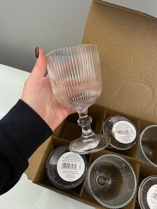 Kieliszki ALTOM biały przezroczysty ryflowany