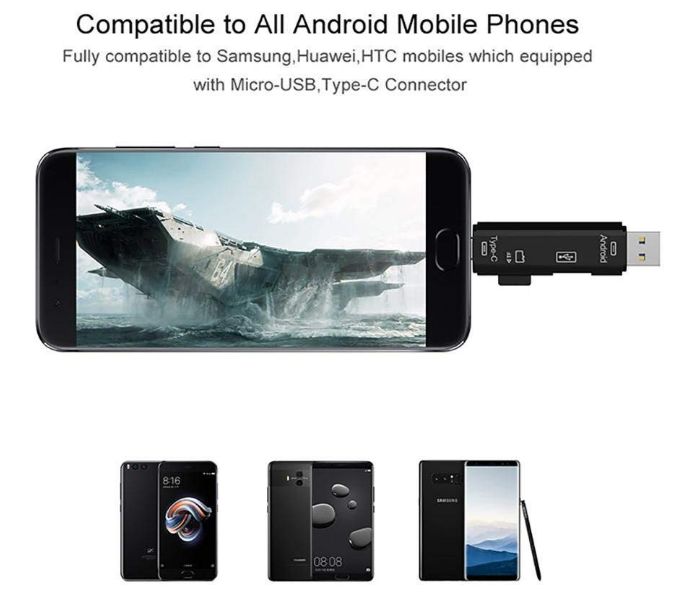 Кардридер USB 2.0 OTG/Type-C/MicroSD/MicroUSB/карт ридер/card reader