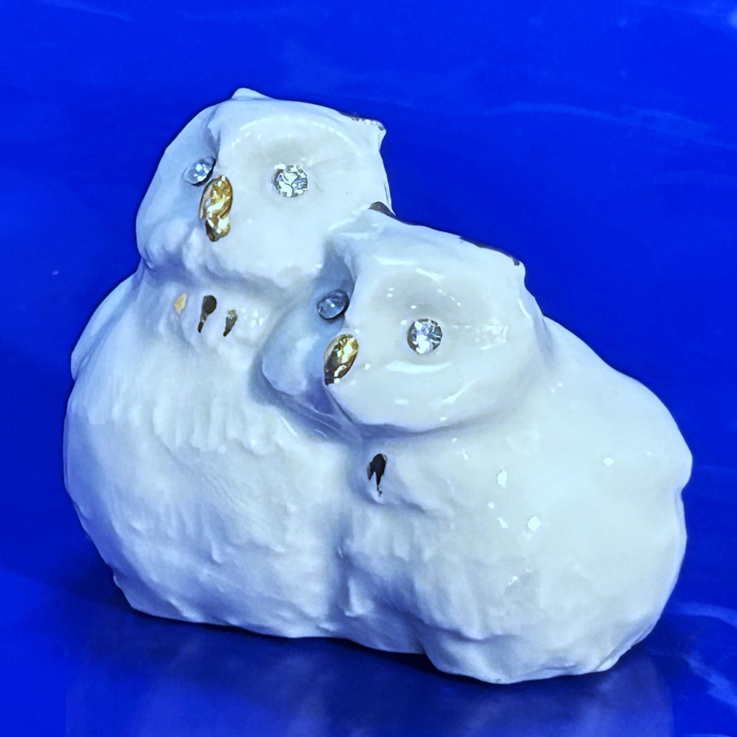 Figurka Sowy. Capodimonte. Sowy z oczami z kryształów Swarovski