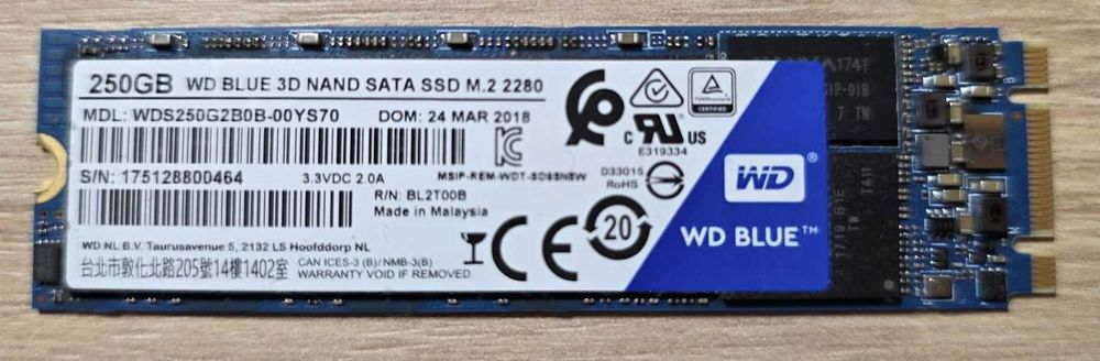 Dysk WD Blue 3D NNand SATA M.2 250 GB