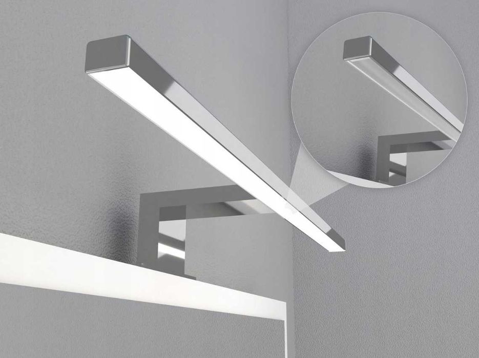 Lustro LED z półkami i kinkietem 60x50 cm białe mat łazienkowe