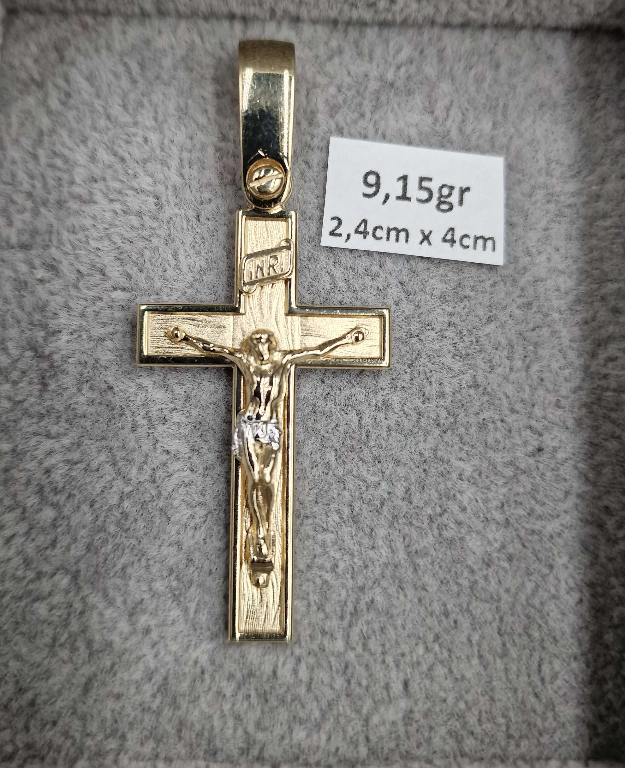 Krzyż 9,15gr złoto próby 585