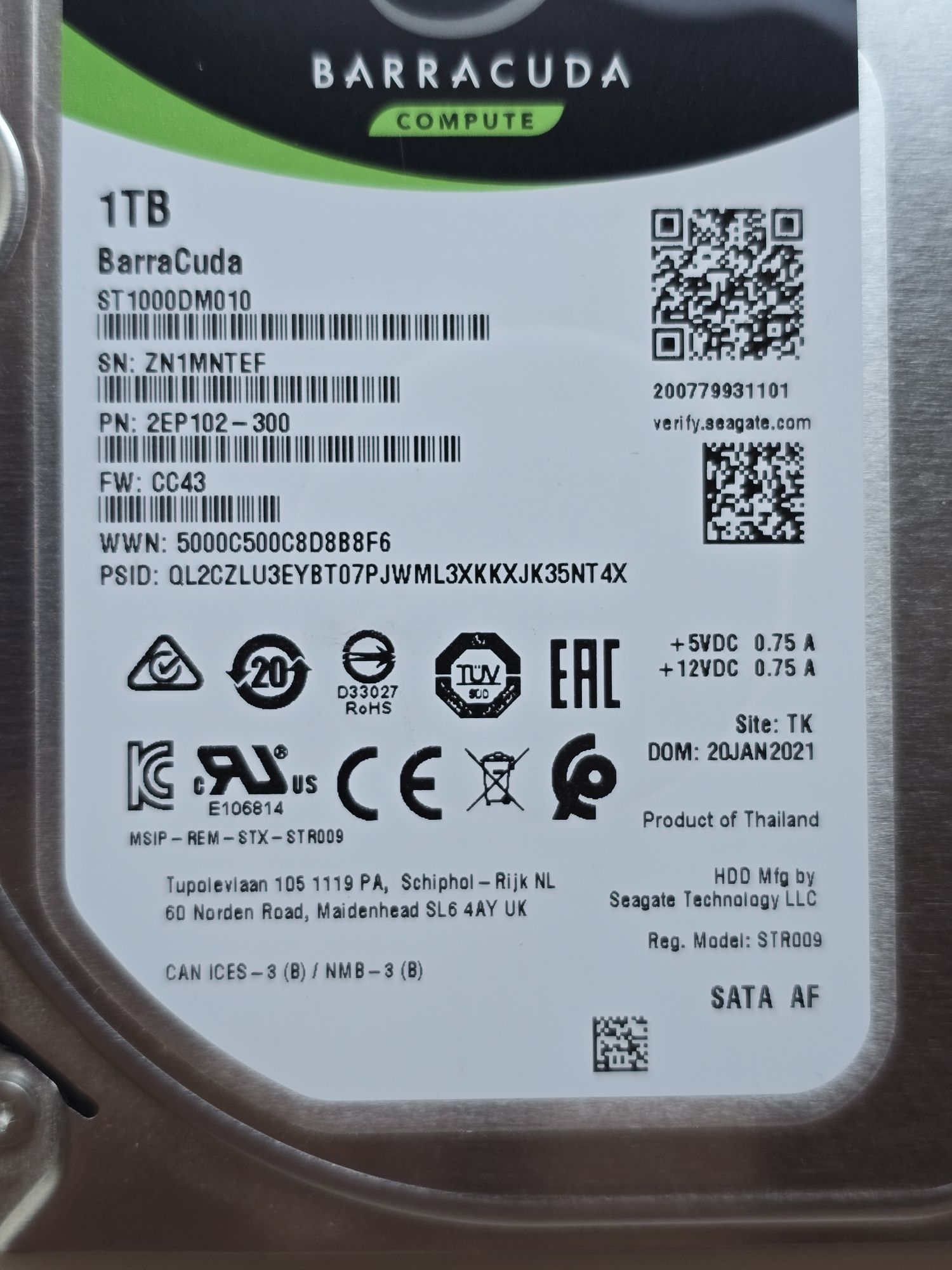 Жорсткий диск Seagate Barracuda 1TB HDD