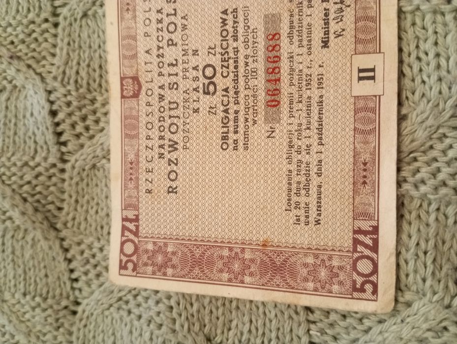 Obligacja częściowa 50zł