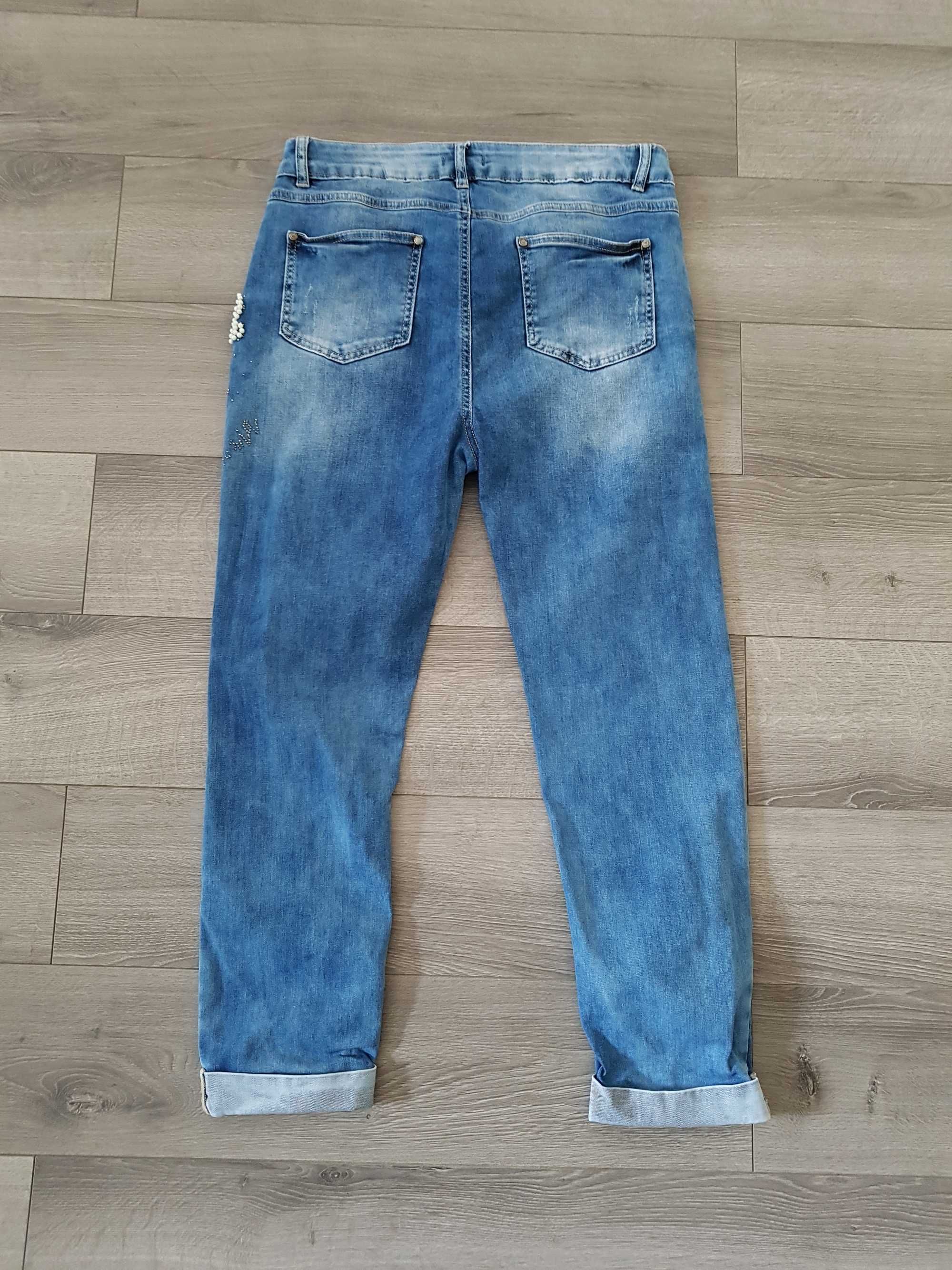 Luizza Jeansy z przetarciami i cyrkoniami XXL 44