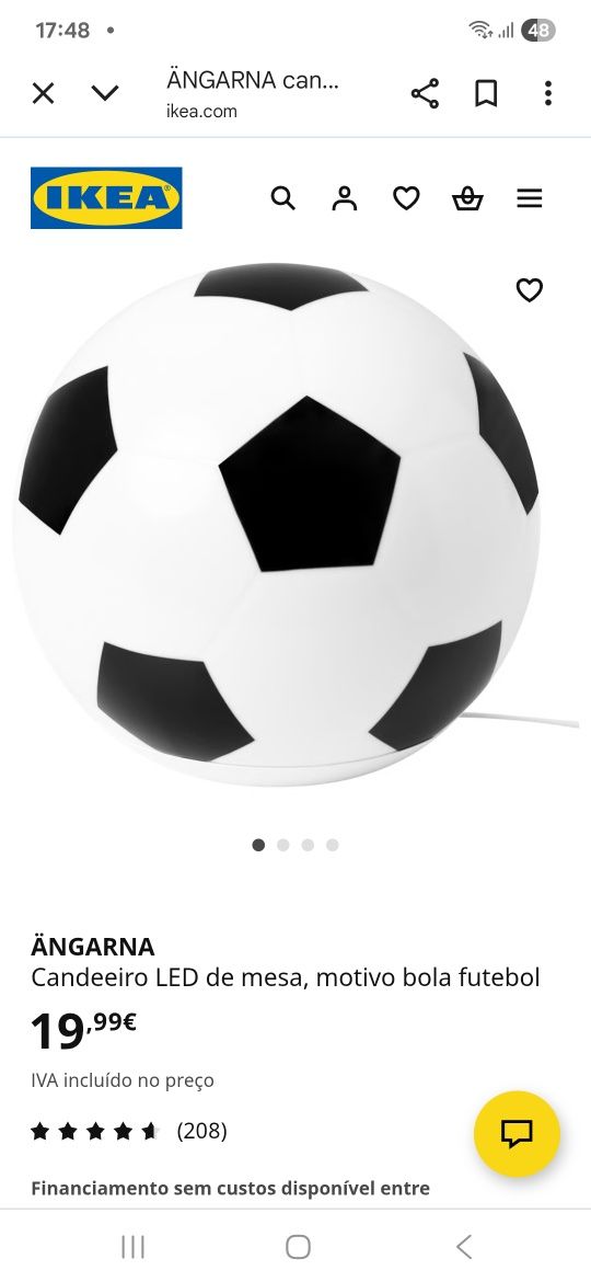 Candeeiro em forma de bola