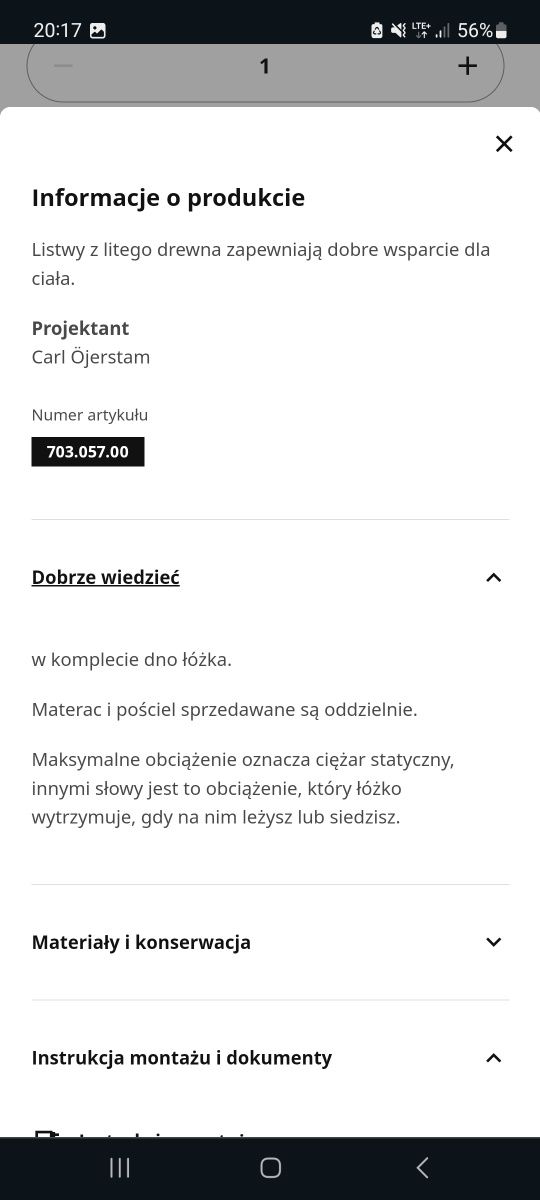 Rama łóżka BUSUNGE Ikea