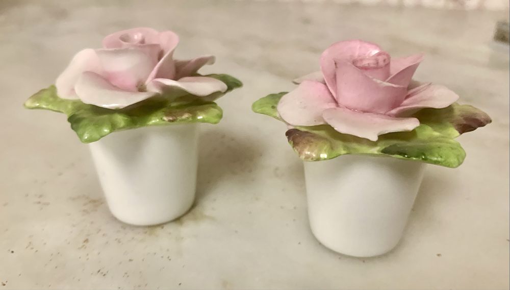 Saleiro e pimenteiro em porcelana Ingleses Coalport