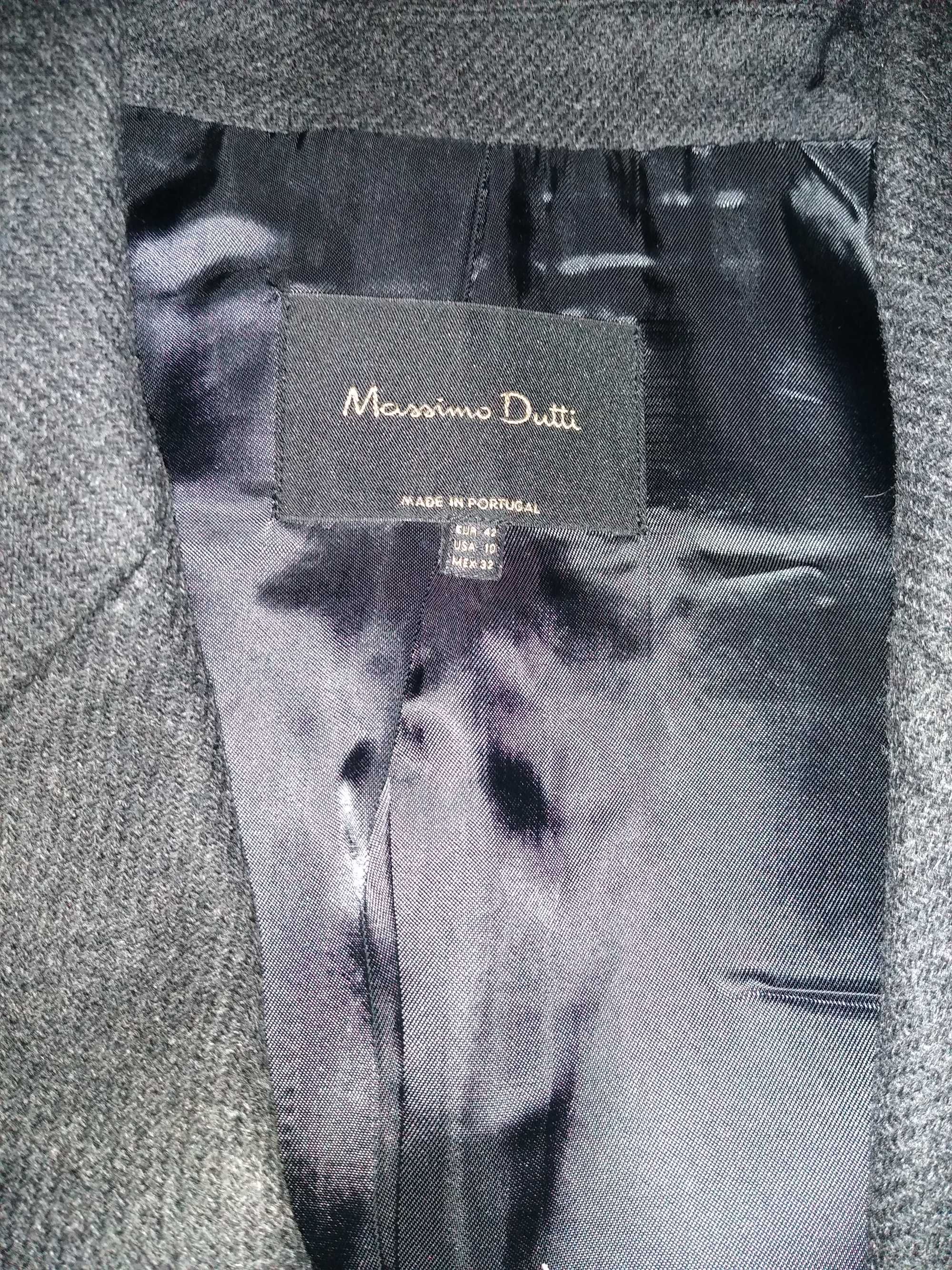 Massimo Dutti nowy damski szary wełniany płaszcz roz. 42, dł. 114 cm