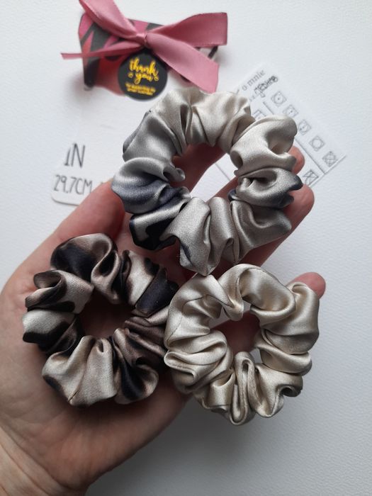 3 x jedwabna gumka mini scrunchie