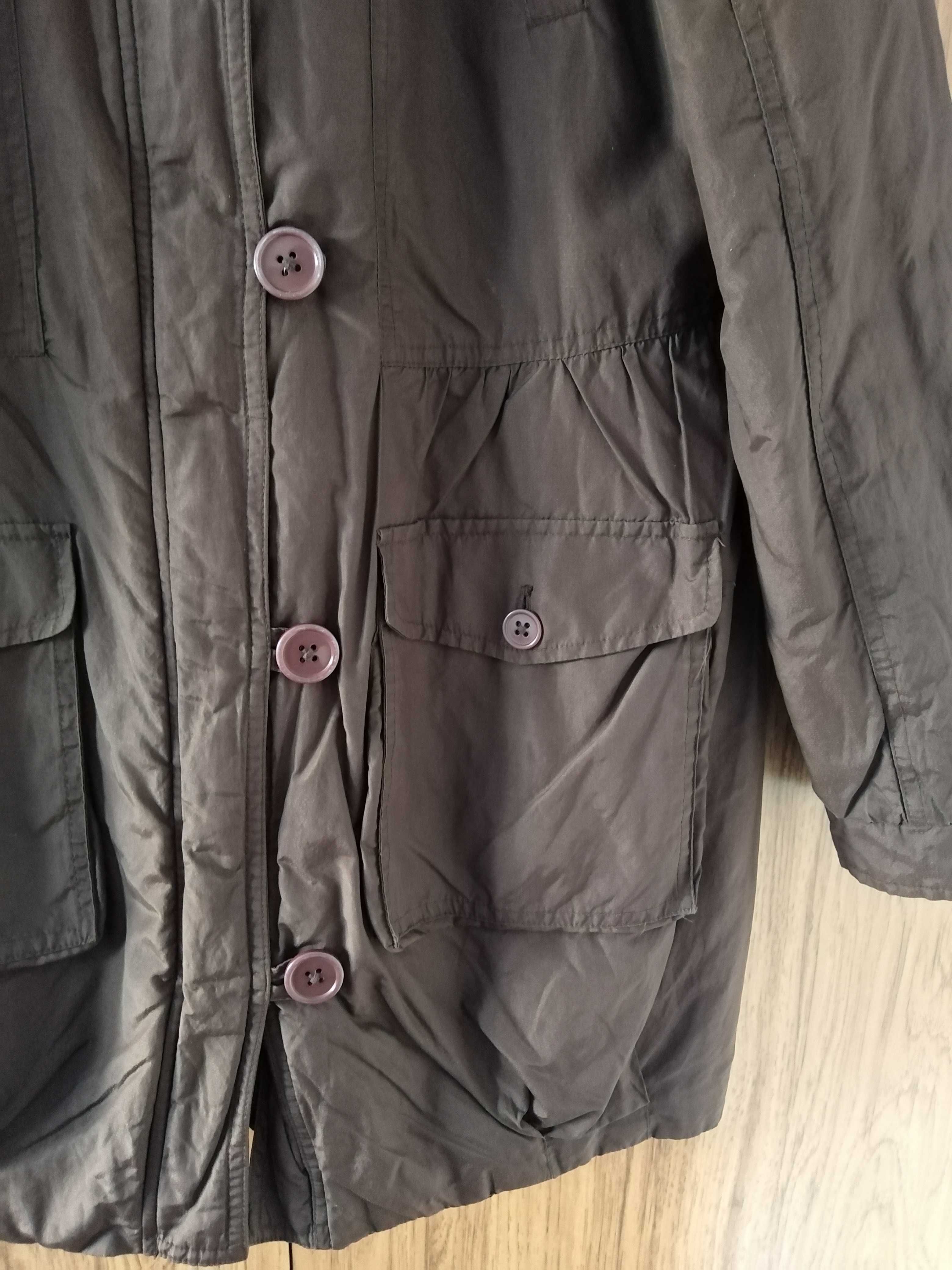 MARKS&SPENCER kurtka parka khaki futerko 38 40 M L