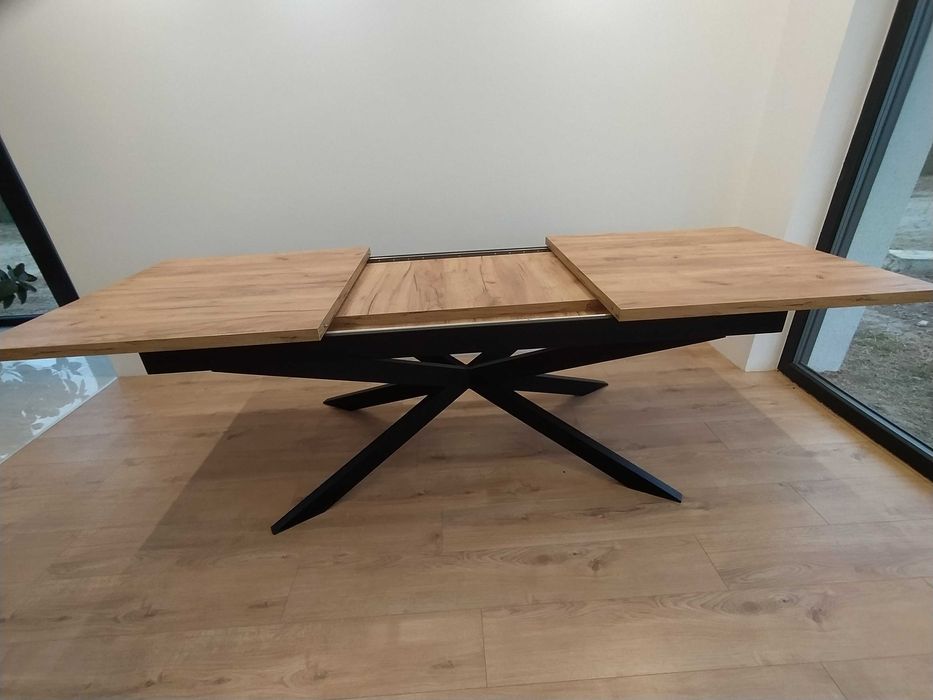 Stół rozkładany, owalny, pająk, krzyżak, metal,loft 180 do 290 /100/76