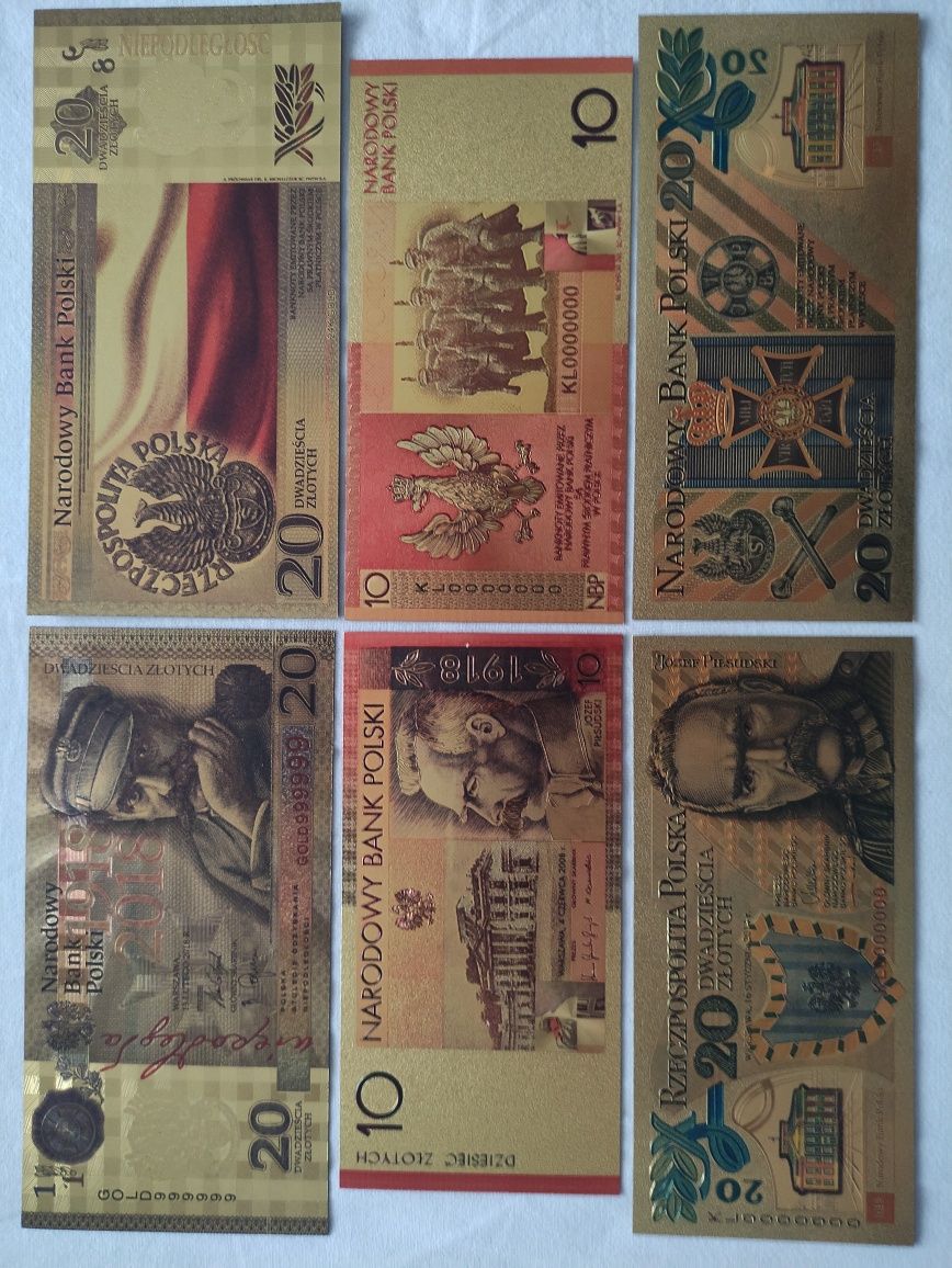 Banknoty kolekcjonerskie KOPIE Piłsudski 3 sztuki.
