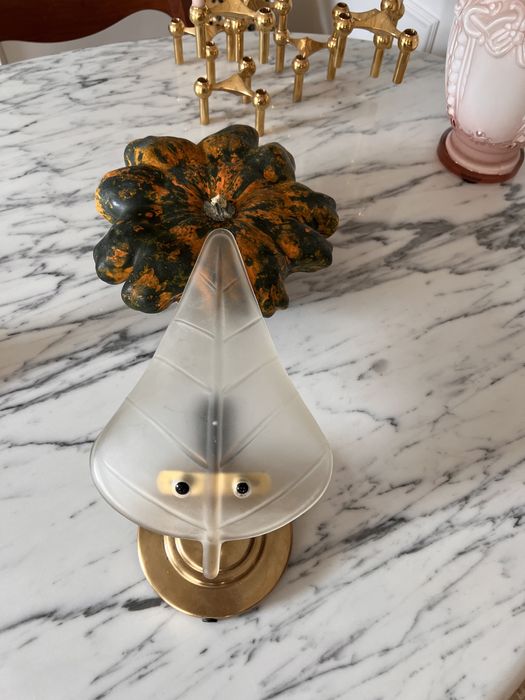 Kinkiet murano liść 1950 mosiądz szkło włoskie Włochy midcentury