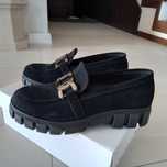 Mokasyny buty 38,39 25cm zamszowe czarne