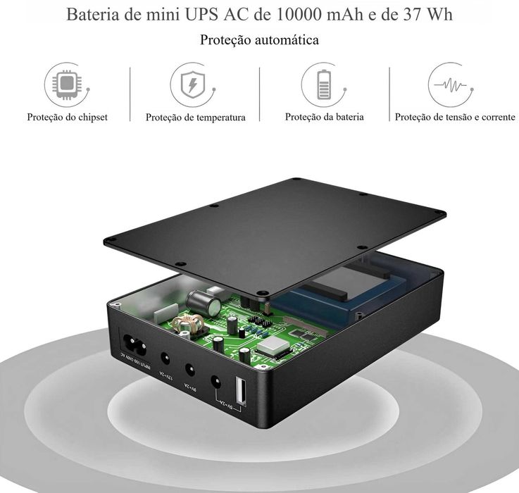Mini UPS 37Wh ‼️ para Router WiFi ‼️ Câmaras ‼️ AC DC 5V 9V 12V