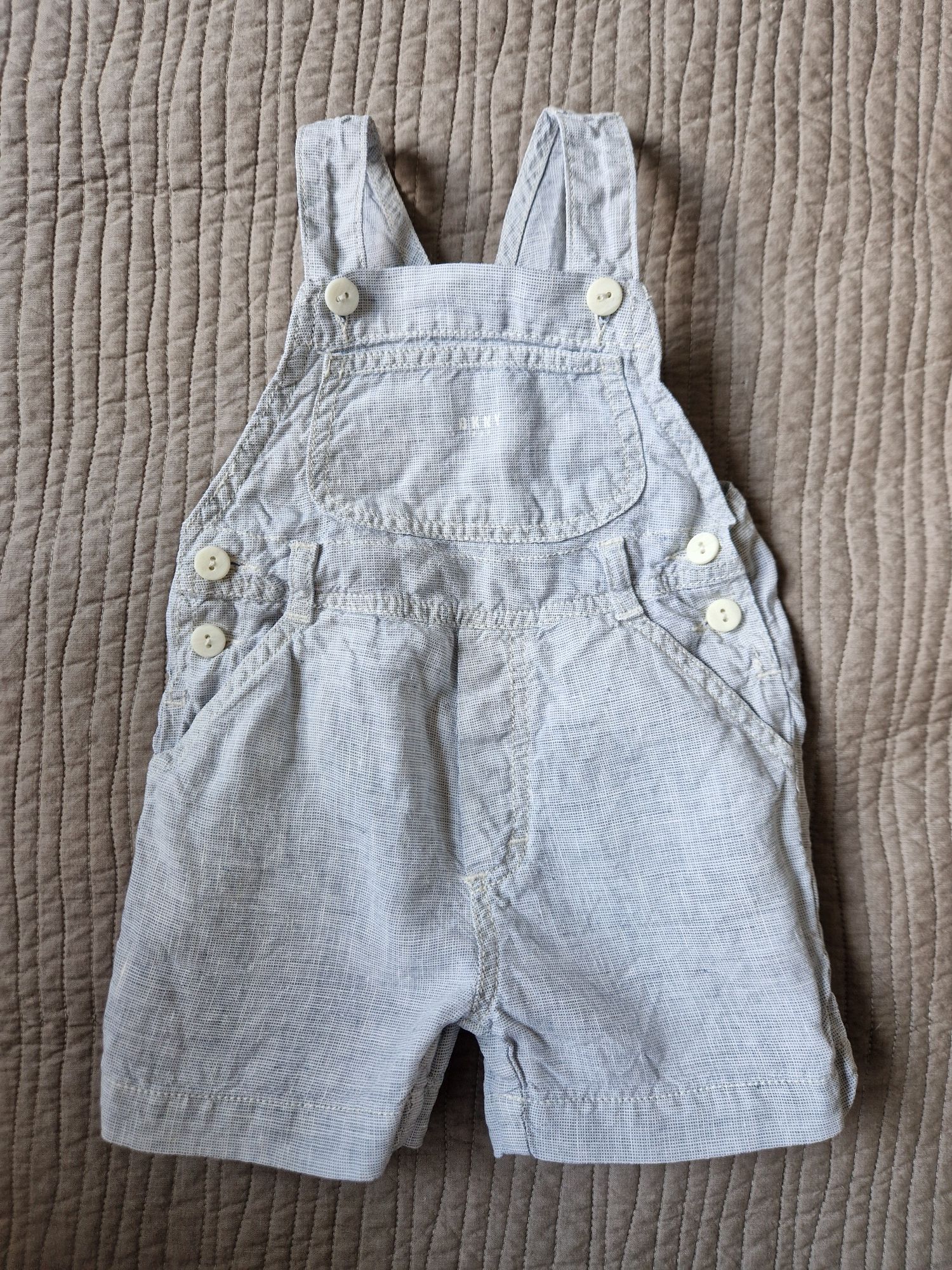 Lniane spodnie ogrodniczki DKNY 100% len linen