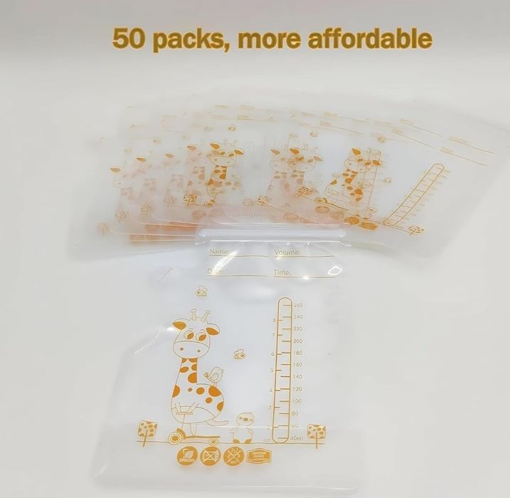 50 szt. Woreczek do przechowywania mleka matki, 250 ml