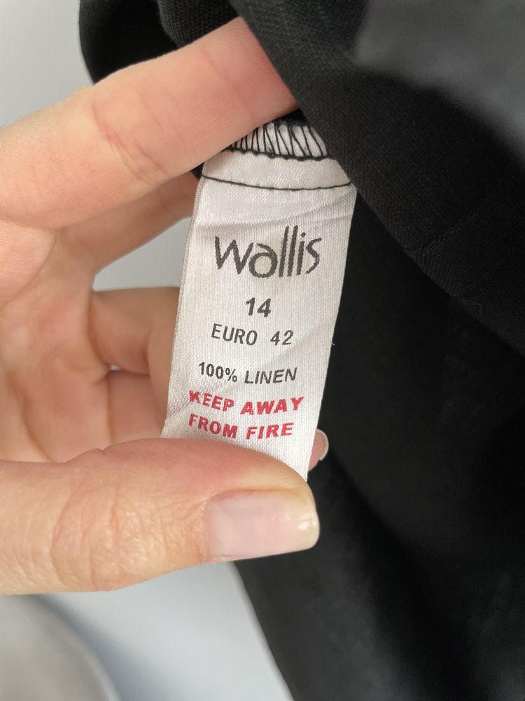 Czarna lniana bluzka damska rozmiar XL haftowana wallis plussize