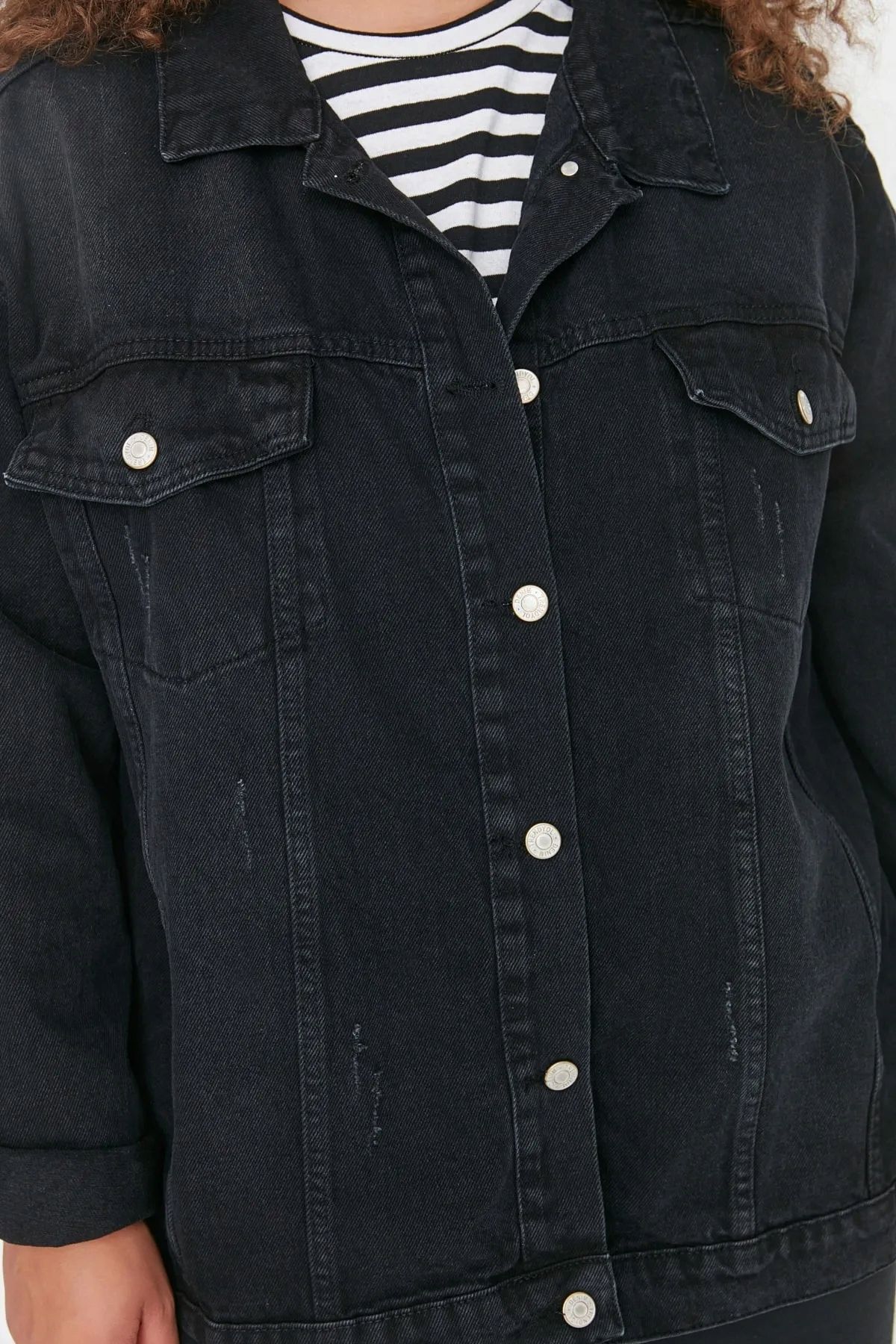 trendyol 48 4xl kurtka jeansowa black j28306