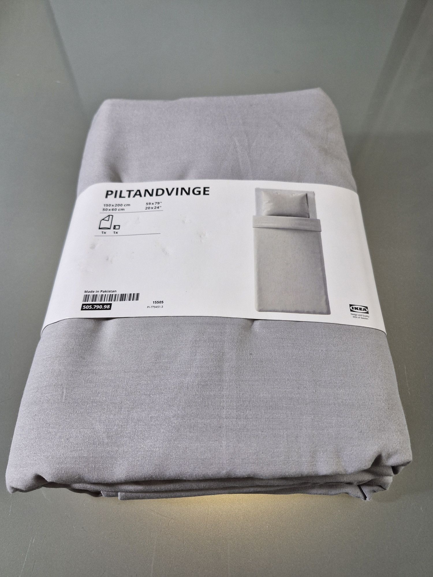 IKEA Piltandvinge Poszwa na Kołdrę I Poszewka Szara 150x20 + 50x60