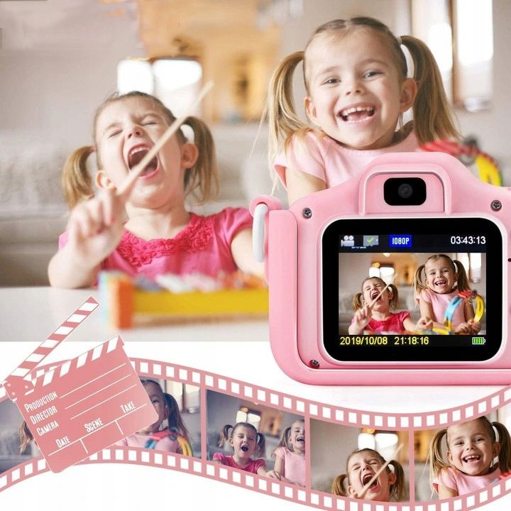 Aparat Cyfrowy Dla Dzieci Kamera Zabawka 40Mpx +Karta 32Gb - Różowy