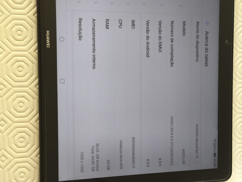Tablet Huawei Matepad T5 4/64 Caixa e Capa.289€ na Worten.Chamadas 4G