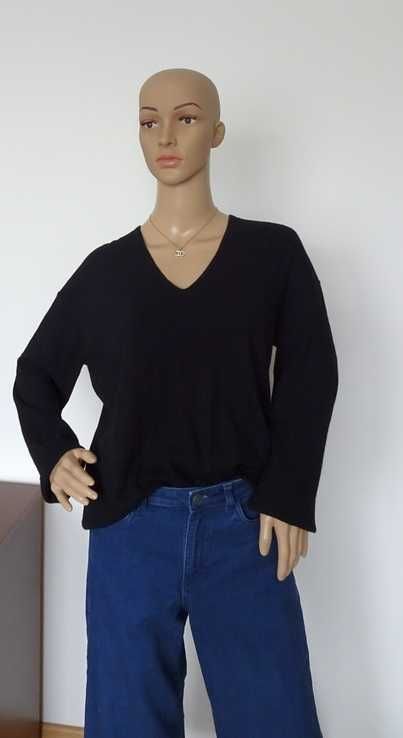 Sweter w serek oversize Massimo Dutti L XL wełna kaszmir