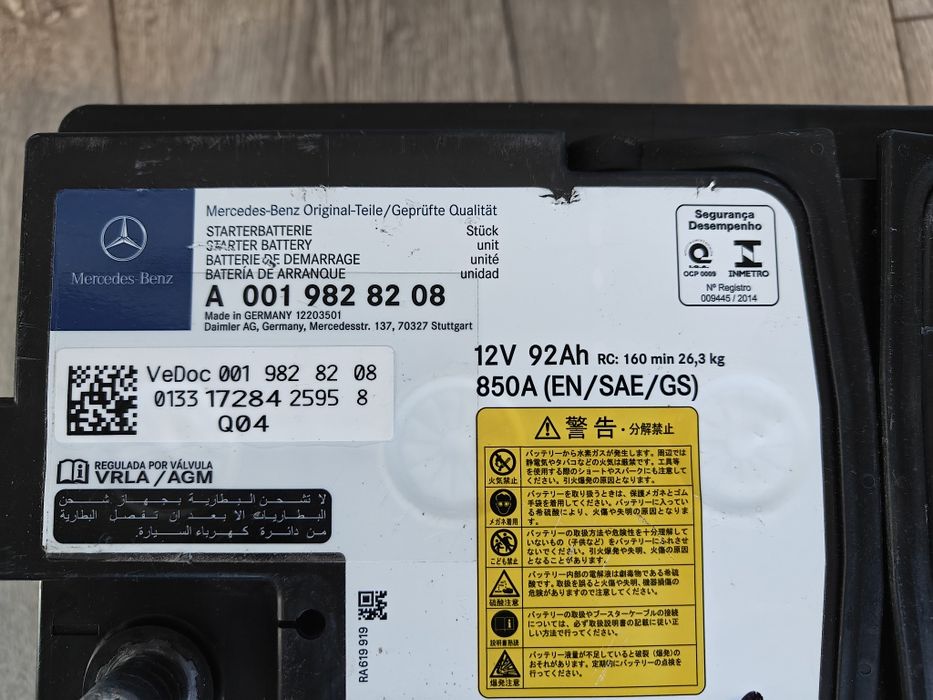 Akumulator AGM 92Ah 850A oryginał Mercedes