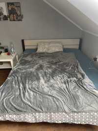 Łóżko 160x200 z materacem małżeńskis białe/brązowe