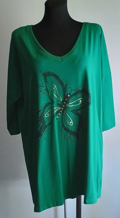 Zielona bluzka z motylem duży oversize WAWA