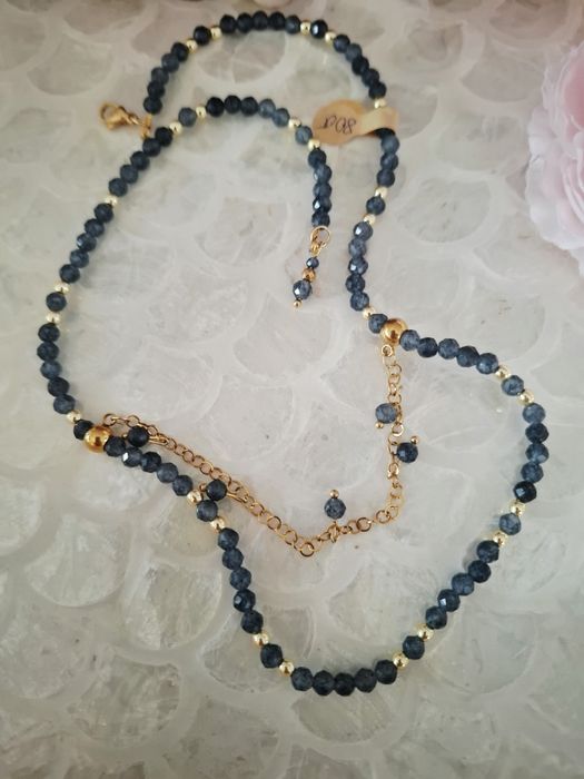 Naszyjnik handmade z naturalnych kamieni szafir